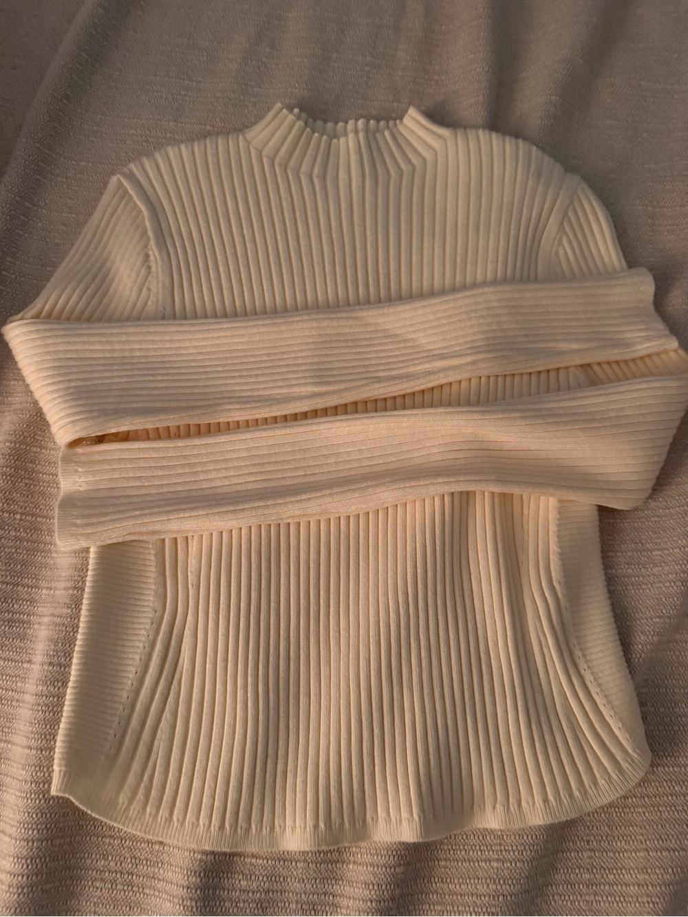 Sadie & Sage Cream Ribbed Mock Neck Sweater